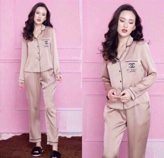 bộ ngủ lụa dài tay