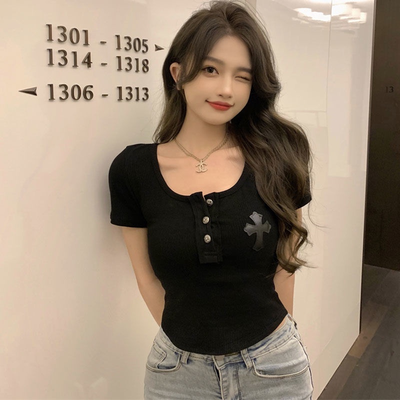 COZOKC COZOK Áo kiểu crop top COZOK tay ngắn ôm dáng thời trang quyến rũ dành cho nữ