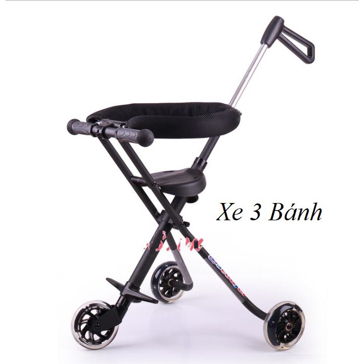 Sale Sốc Xe Đẩy Du Lịch 5 Bánh Gấp Gọn, Bánh Xe Có Đèn