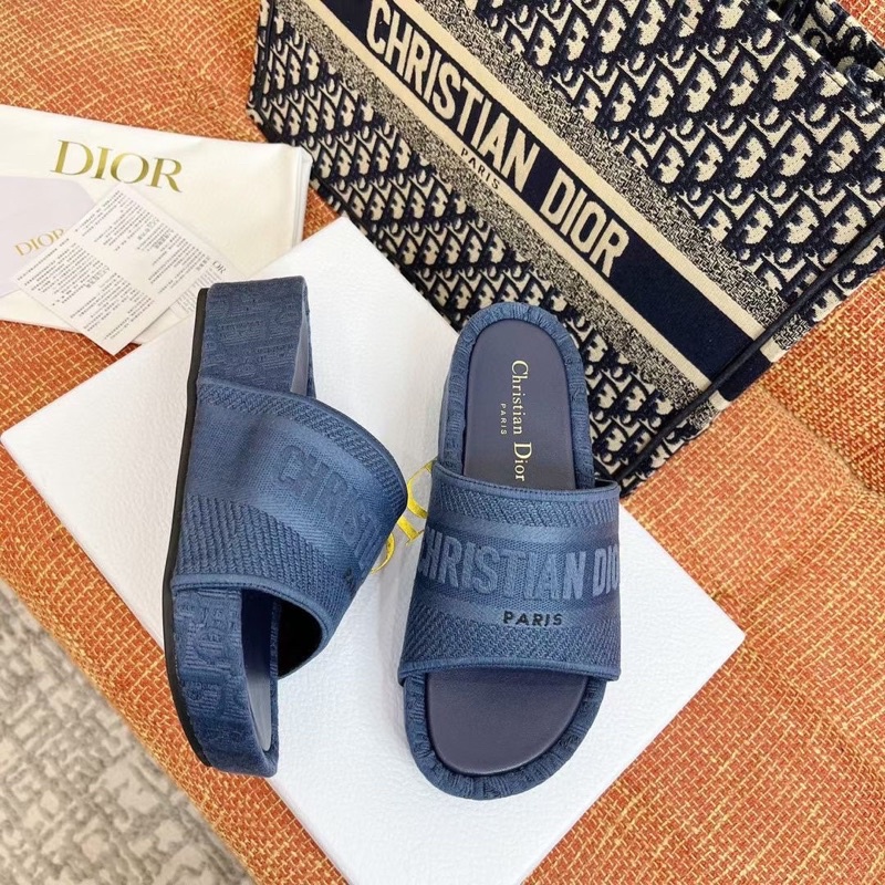 Dép dior quai dệt độn đế bánh mì