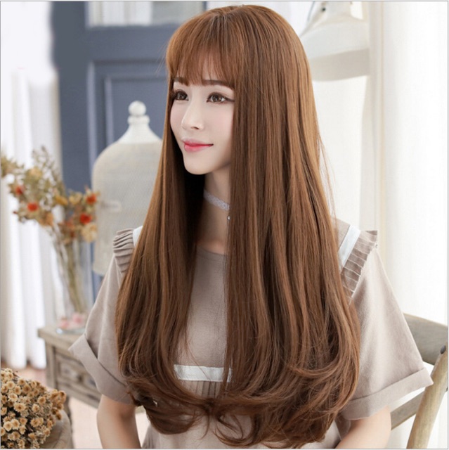 TẶNG LƯỚI TRÙMTóc giả nữ cao cấp có da đầu - TG284 ( màu nâu vàng )