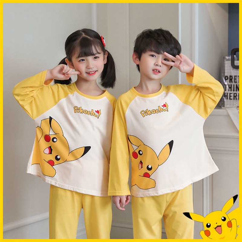 Pokemon Clothes kids Pajamas Pikachu Pajamas Long Sleeves and Trousers Boys and Girls Spring Summer 
