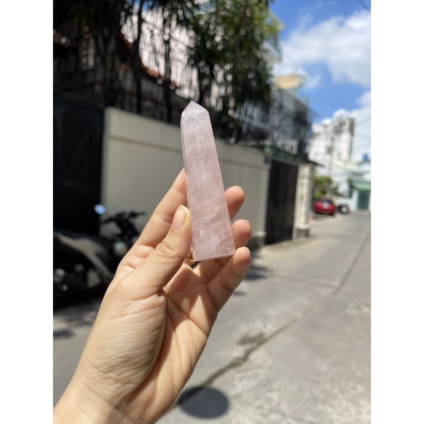 Trụ thach anh hồng size 6-9cm - Trụ đá thanh tẩy