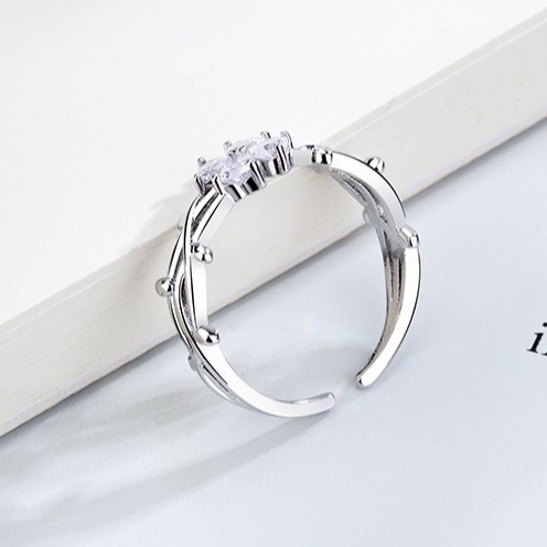 Nhẫn hoa Zircon bạc 925 phong cách Hàn Quốc