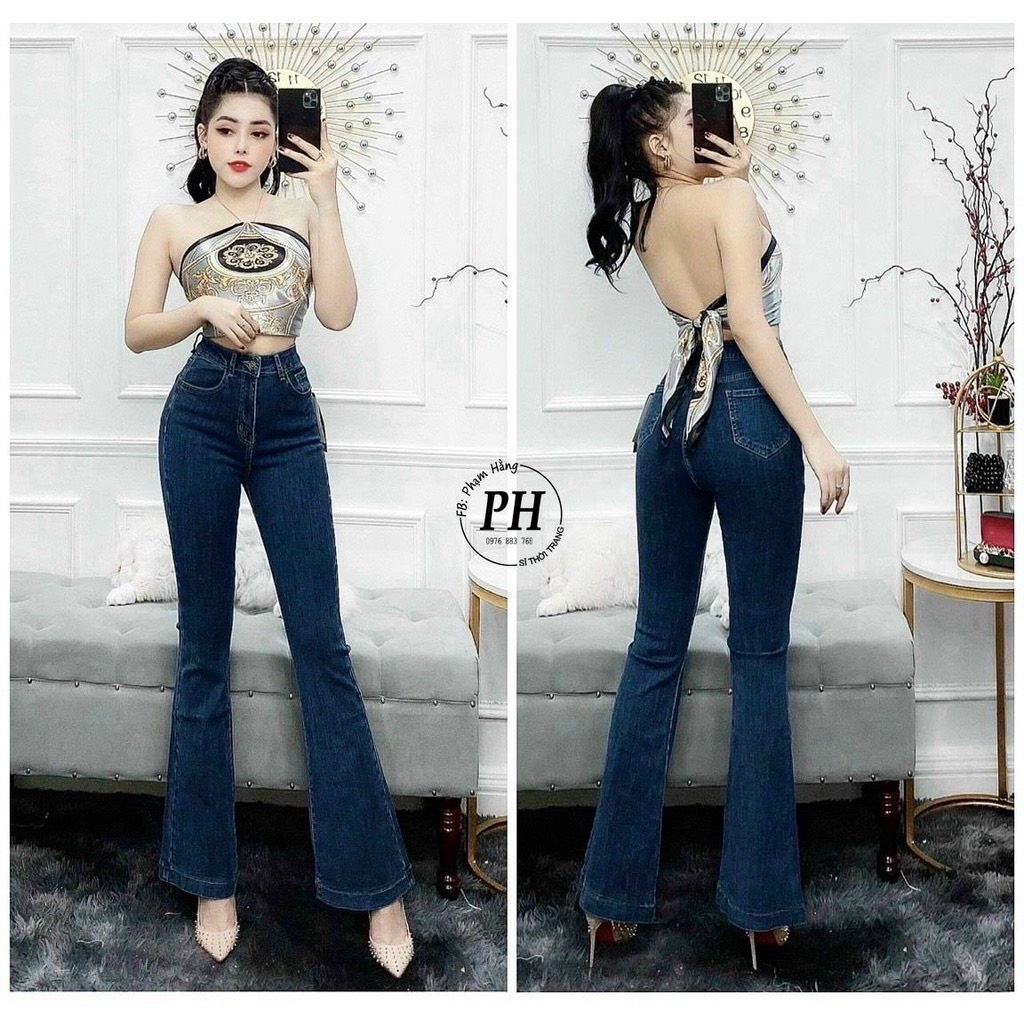 Quần Jeans Dài Ống Loe , chất giãn lên phom dáng cực chuẩn hack chân dài miên man