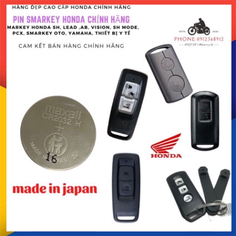 Pin Smartkey Honda Airblade, Vision , SH, SH mode, PCX, Yamaha Honda Chính Hãng Mã CR2032 Chữ Đỏ