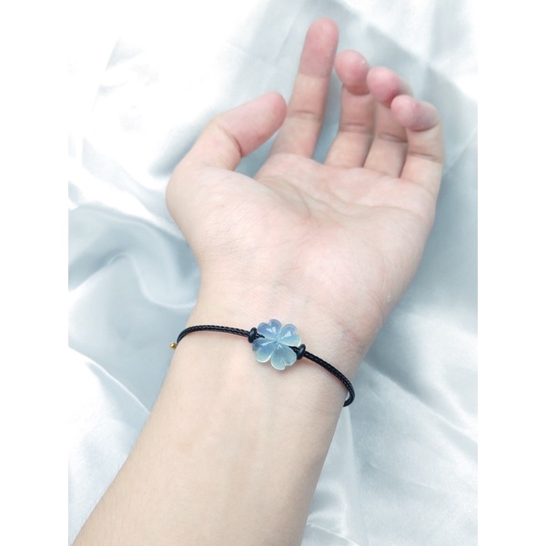 Vòng Tay Cỏ 4 Lá Aqua Xanh Dương - May Mắn Bình An