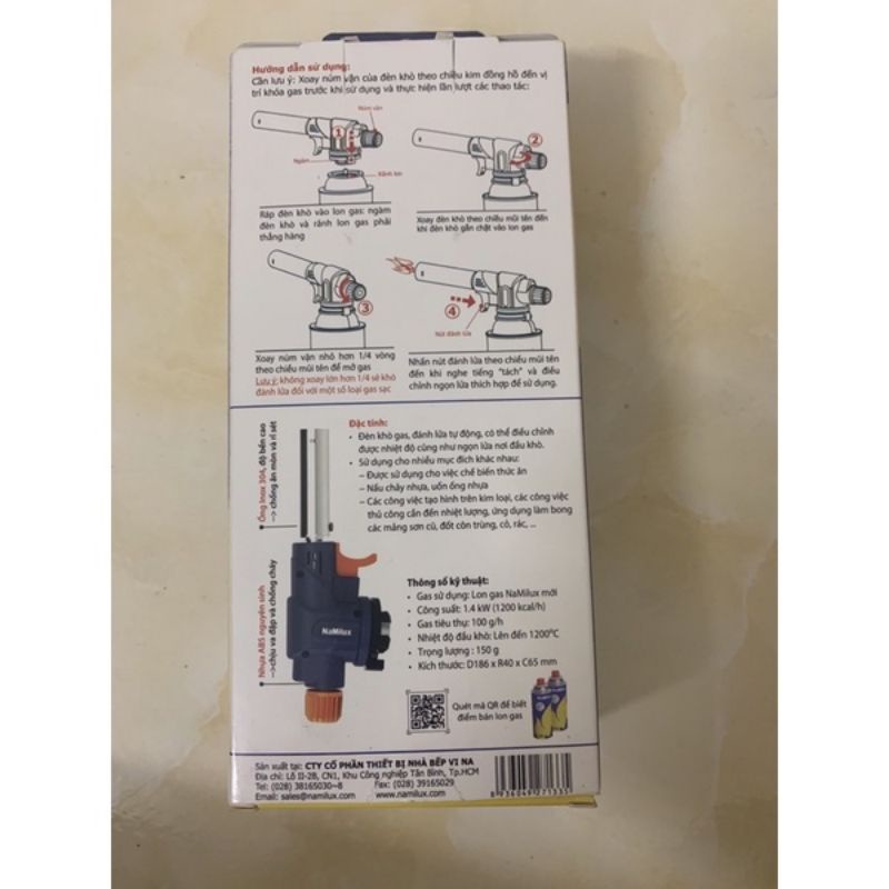 khò gas Namilux siêu bền Bảo Hành 6 tháng