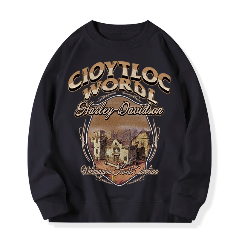 FOCUS Áo Nỉ nữ harajuku retro trắng bigsize áo dài tay unisex 100%cotton