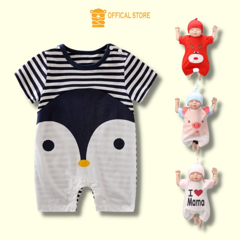 Body Đùi Cộc Tay LOTUKA Cho Bé Trai Bé Gái Dễ Thương Vải Cotton Mềm Mịn Cho Bé 3-12kg