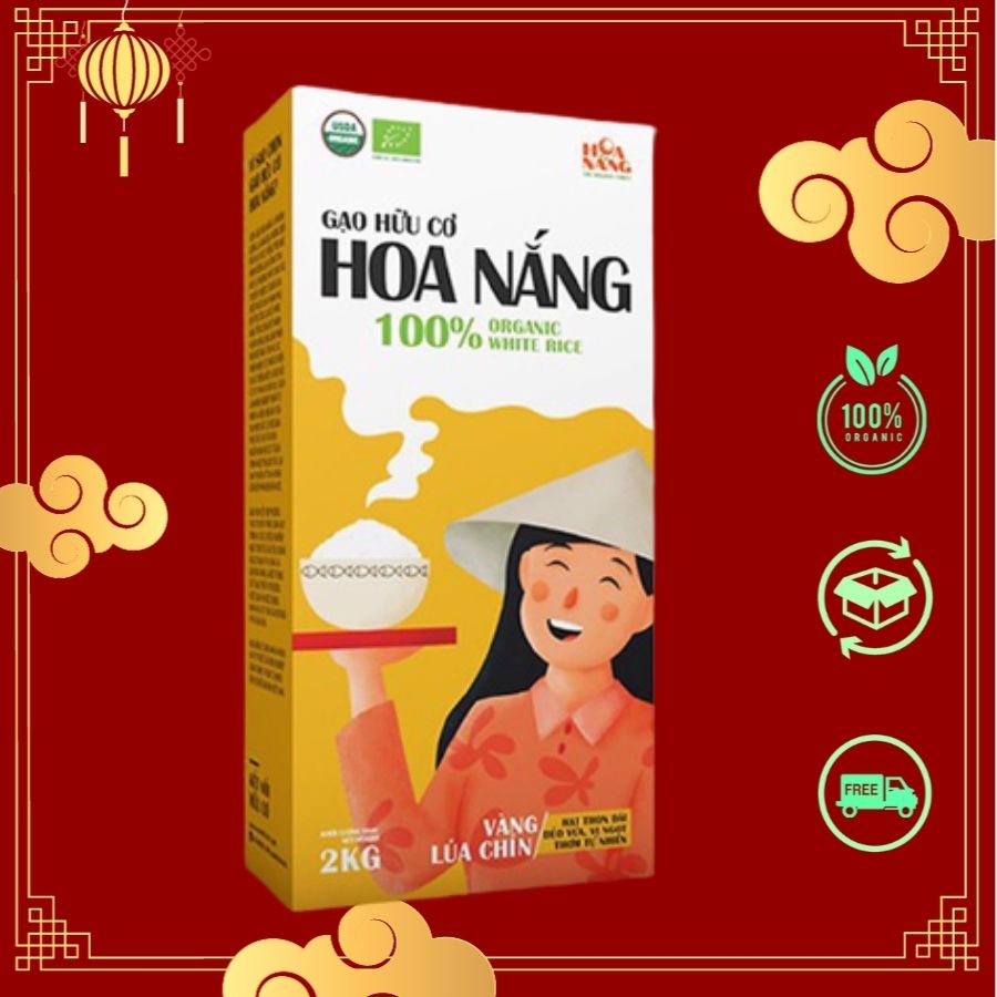 GẠO HỮU CƠ HOA NẮNG 2KG - DẺO NHIỀU - GẠO 100% HỮU CƠ (ORGANIC RICE - USDA &amp; EU) HSD: T1/2022