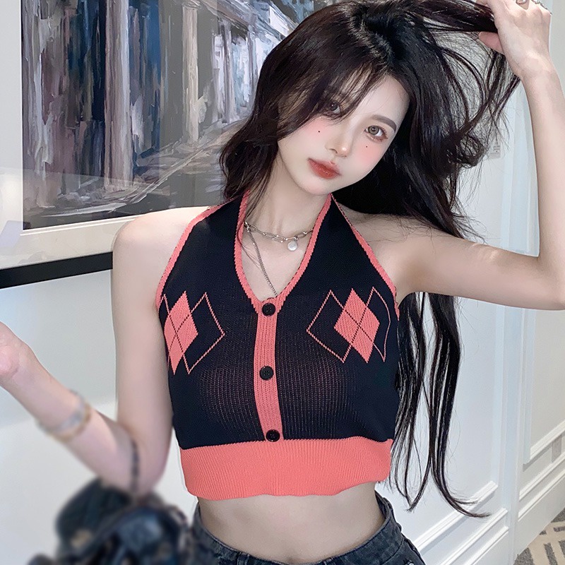 Áo Croptop Dệt Kim Không Tay Trọng Lượng Nhẹ Thời Trang Dành Cho Nữ