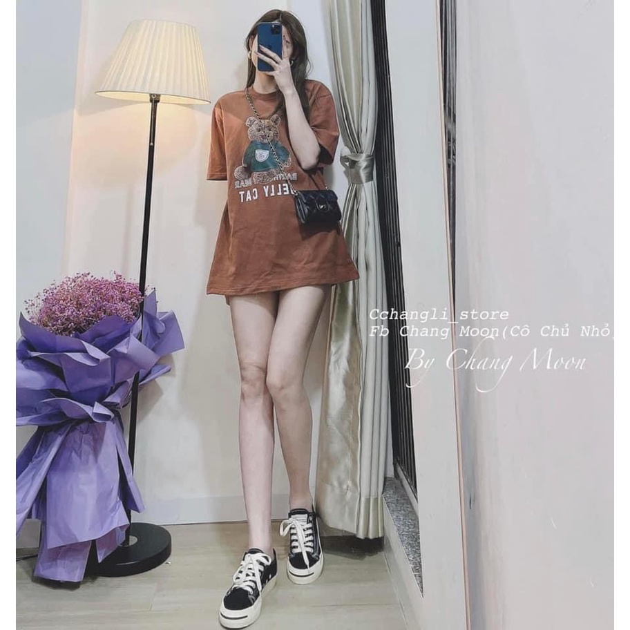 Áo thun 100% cotton 4 chiều co giãn form Unisex nam nữ in hình gấu selfie / ZADOLA FASHION