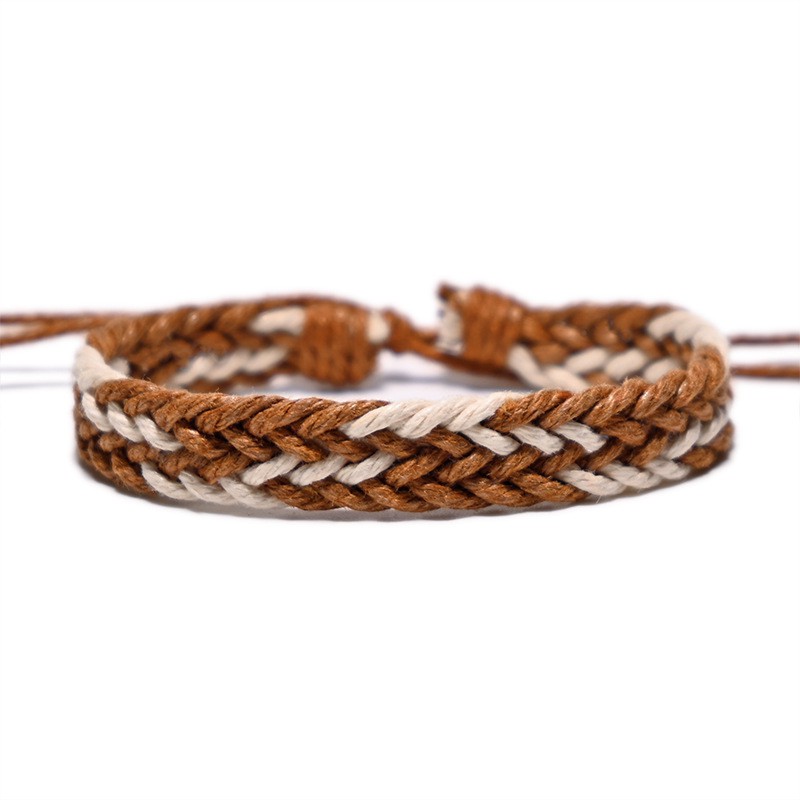 Thời Trang Vòng Tay Dây cotton Lanh Bện Rộng 11mm Phong Cách Cổ Điển Có Thể Điều Chỉnh Cho Nam Và Nữ