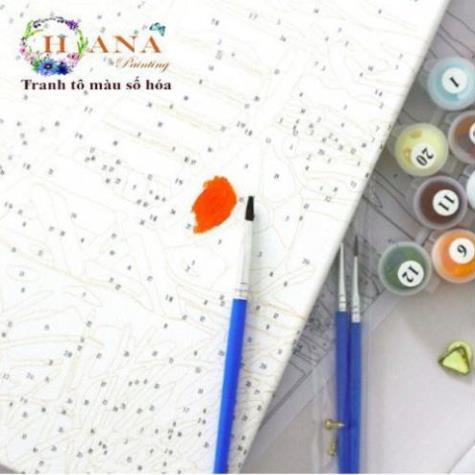 Tranh sơn dầu số hóa tự tô Cô gái dưới mưa - Tặng kèm cọ , màu , khung , Paint by numbers DIY , Tranh sơn dầu số hóa tự