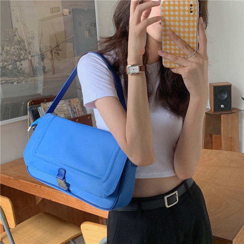 Túi đeo chéo bằng nylon màu sắc đơn giản phong cách Hàn Quốc