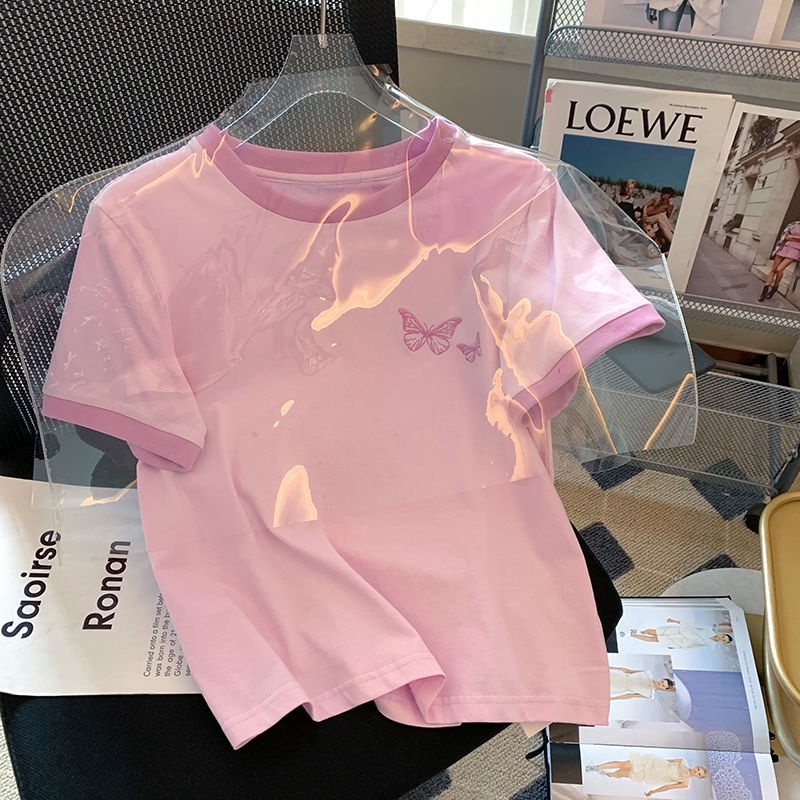 Áo Thun Tay Ngắn Cổ Tròn Thiết Kế Mới Thời Trang Mùa Hè Dành Cho Nữ