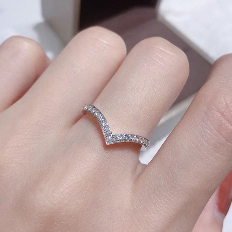 925 Silver Plated Ring With Artificial Diamonds Korean Style Fashion