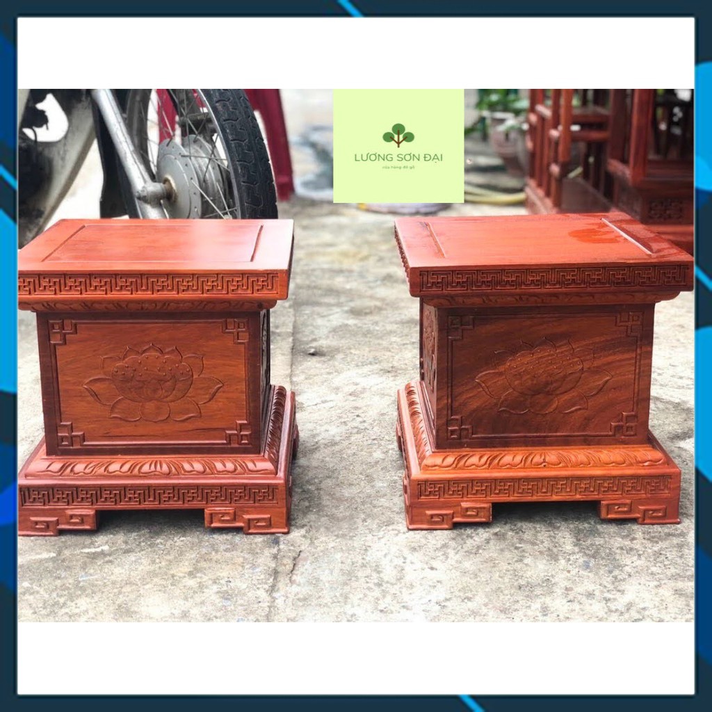 Đôn kê tượng,đôn chân loa hoa sen gỗ hương cao 30cm
