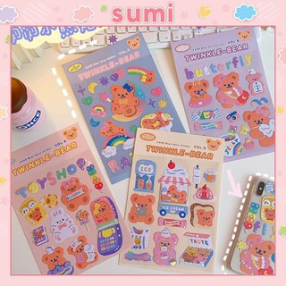 Hình dán Gấu dán sổ đồ dùng học tập, sticker cute trang trí bàn học Sumi
