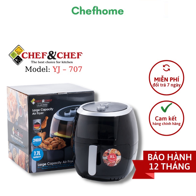 Nồi chiên không dầu CHEF&CHEF 7.7l (YJ – 707) ứng dụng công nghệ Rapid Air đảo nhiệt 360 độ giúp thực phẩm chín đều