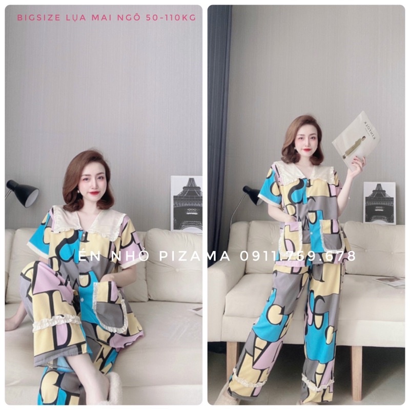 Bigsize Viền Chữ Satin 50-110kg Én Nhỏ Pijama