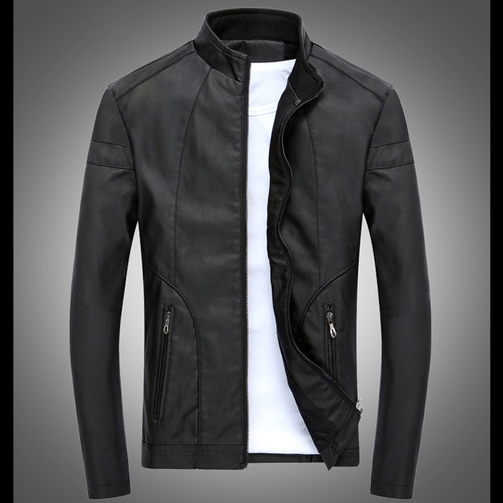 ÁO KHOÁC DA NAM LÓT LÔNG CAO CẤP AD14-ĐEN