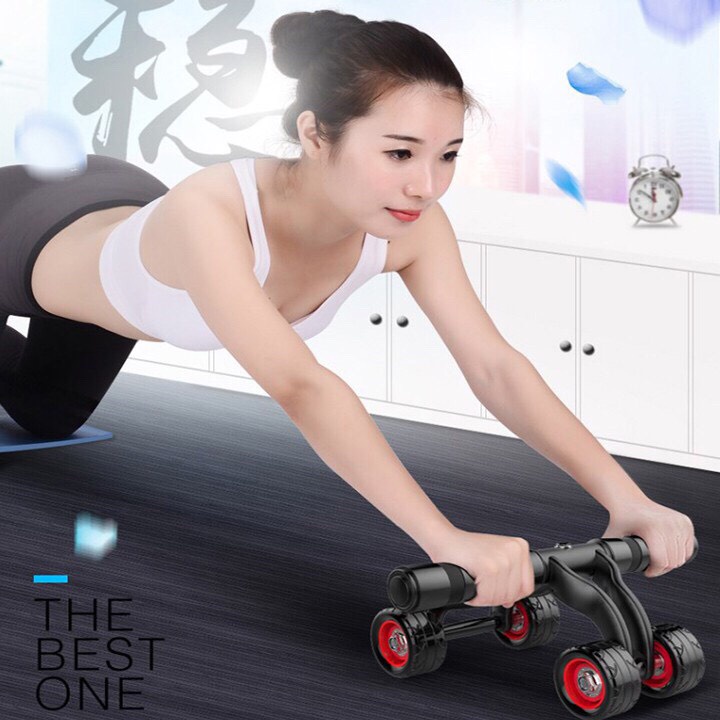 Dụng cụ tập gym tại nhà cho nam nữ, Vòng lắc eo thông minh tập bụng, con lăn 4 bánh XTOP X99