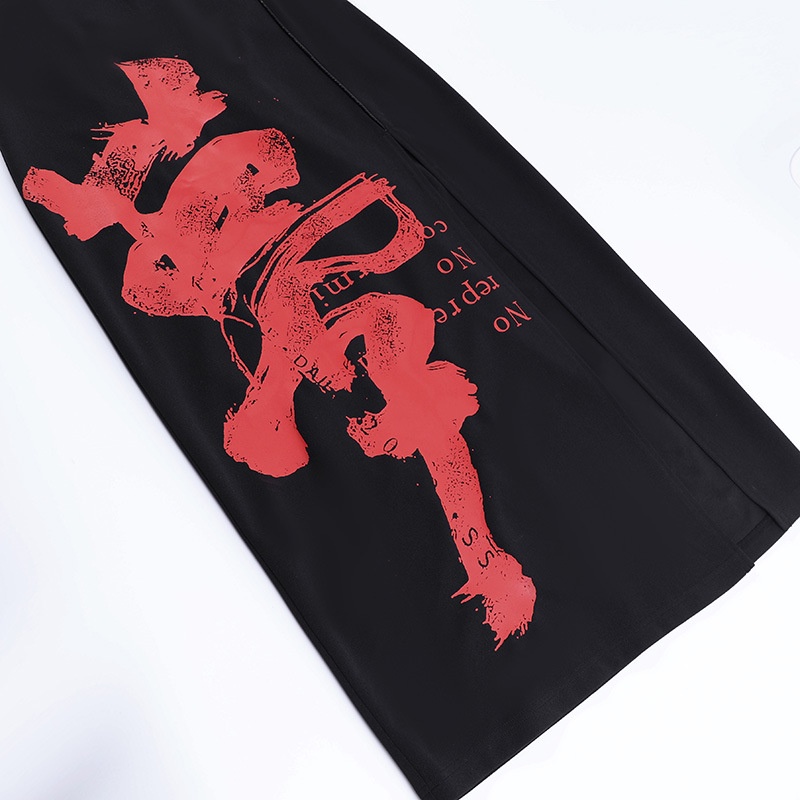 Đầm Sát Nách Cổ Tròn Hoạ Tiết Chữ In Phong Cách Trung Quốc