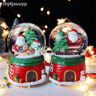 Quả Cầu Pha Lê Tuyết Hình Ông Già Noel Có Hộp Nhạc Và Đèn Phát Sáng