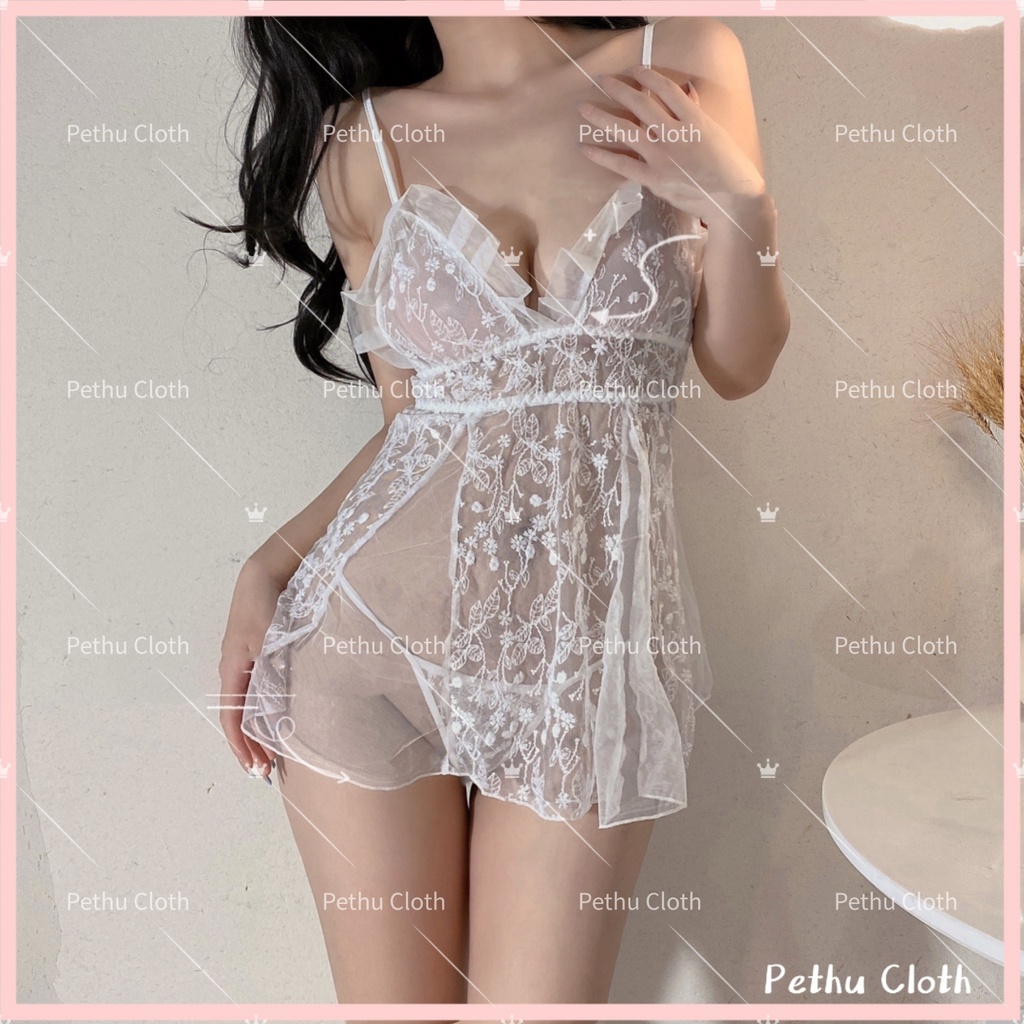 （Q1,HCM）Sexy Đồ Ngủ 2 dây chéo lưng phối ren gợi cảm---Freesize 45-65kg---019