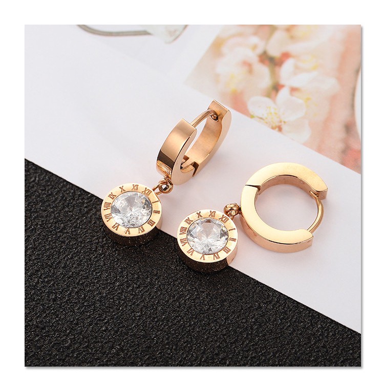 Bông Tai Dài Đính Đá Zircon Đơn Giản Dễ Phối Đồ