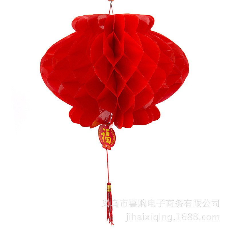 Đèn Lồng Tết Giấy Nhựa Màu Đỏ Đường Kính 20cm