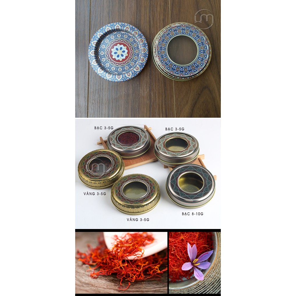 Hộp thiếc đựng saffron nhụy hoa nghệ tây 3-5gr