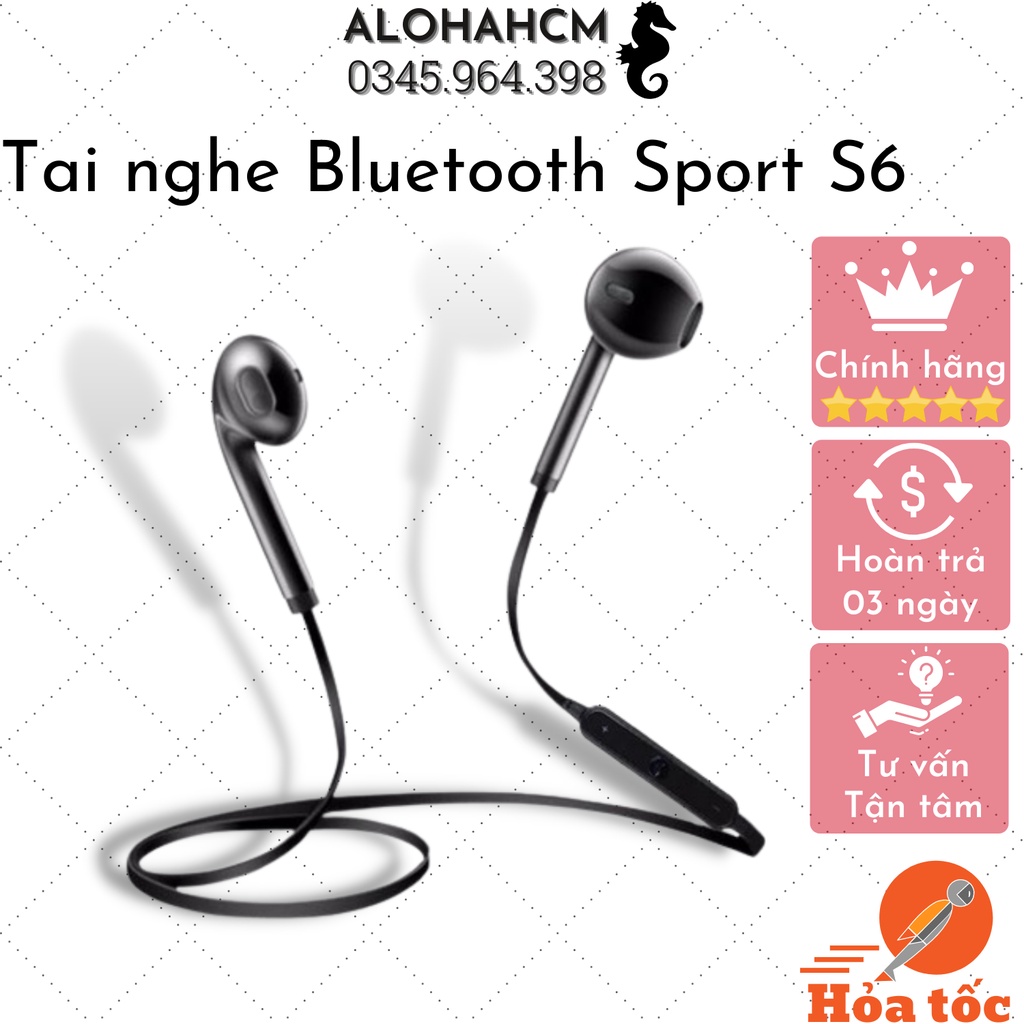 Siêu Rẻ - Tai nghe Bluetooth Sports Headset S6 - Siêu bass - Kiểu dáng thể thao