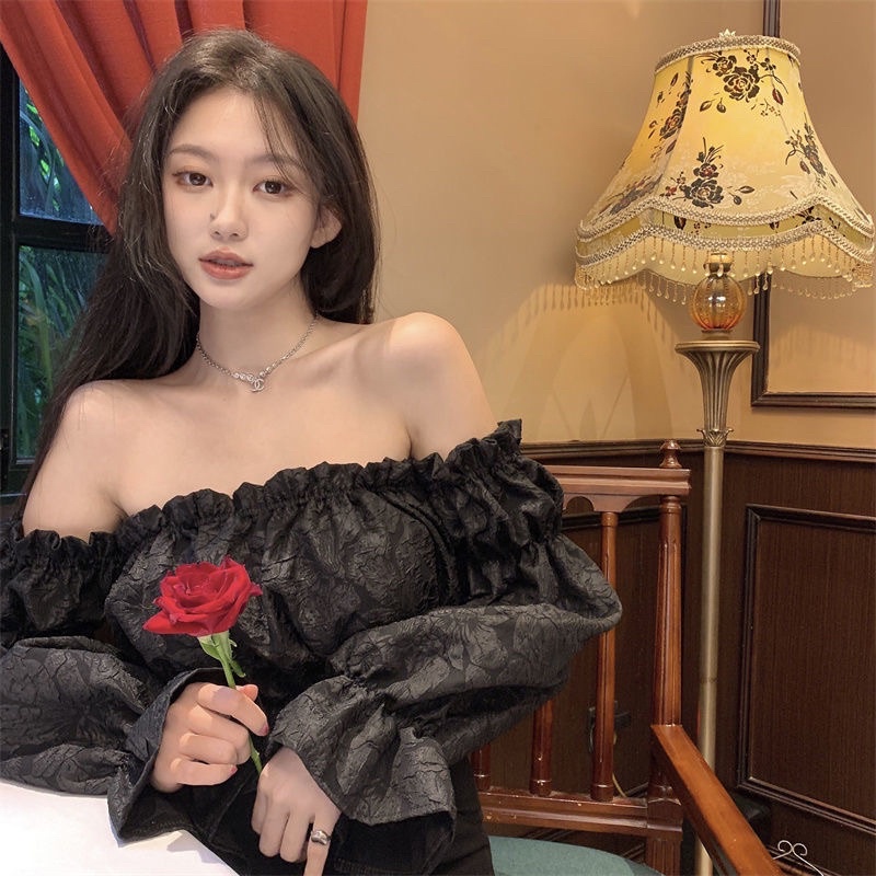 Áo Trễ Vai bánh bèo Croptop hở vai tay bồng bèo nhún-Hàng có sẵn