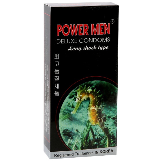 [Chính hãng] Bao cao su gân gai kéo dài thời gian Power Men Longshock (Hộp 12c, 3c)