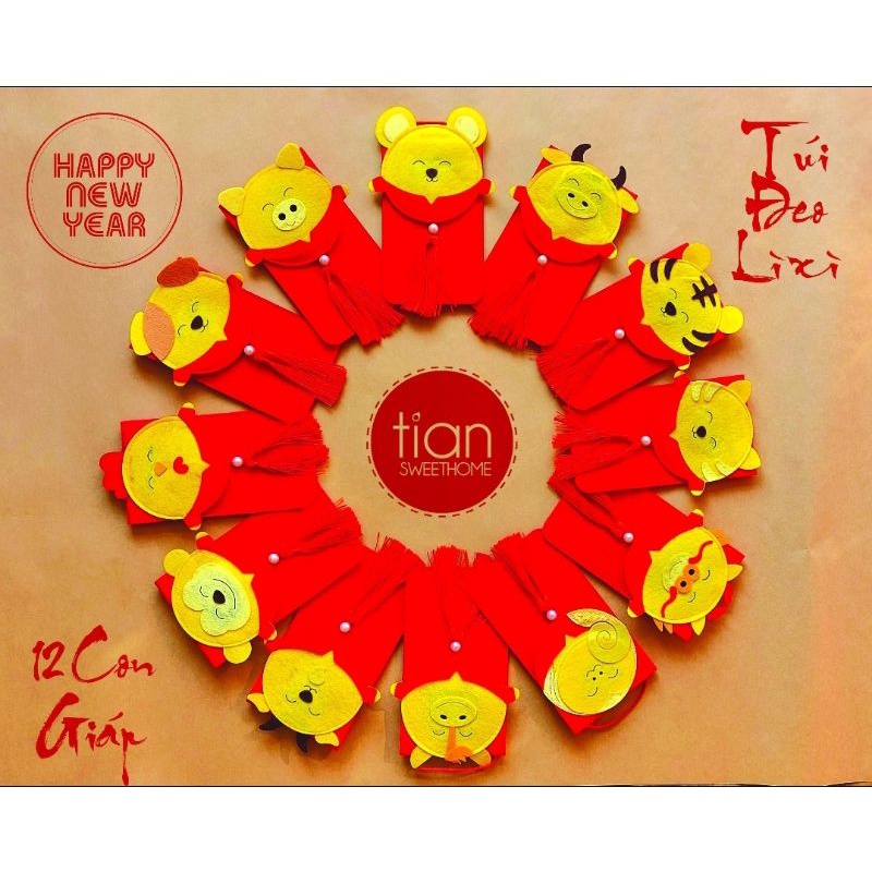 TÚI ĐEO LÌ XÌ 12 CON GIÁP TẾT