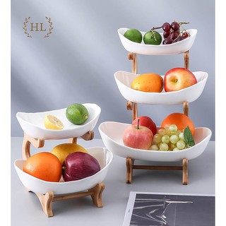 Khay hoa quả bánh kẹo sứ | kệ sứ 2 tầng phong cách bắc âu