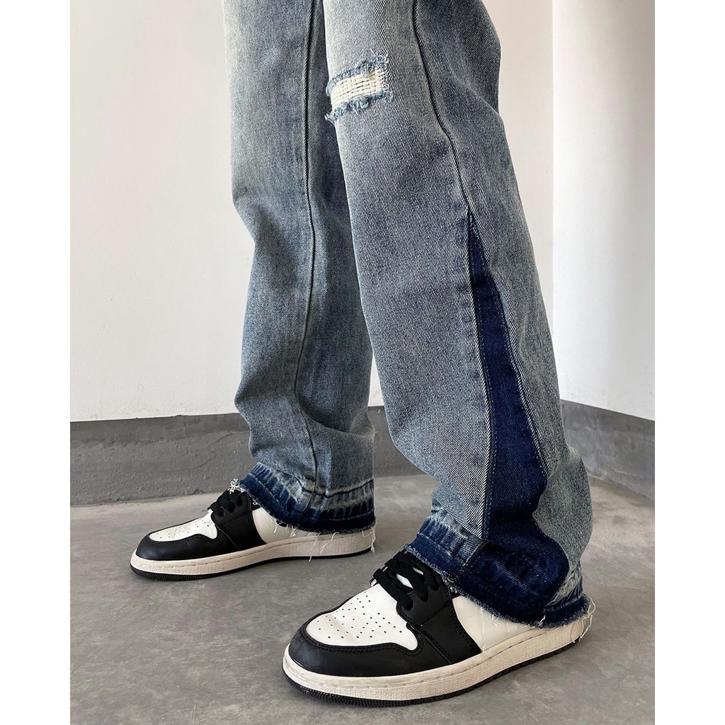 Quần Jeans Dài Ống Rộng Thời Trang Retro Cho Nam