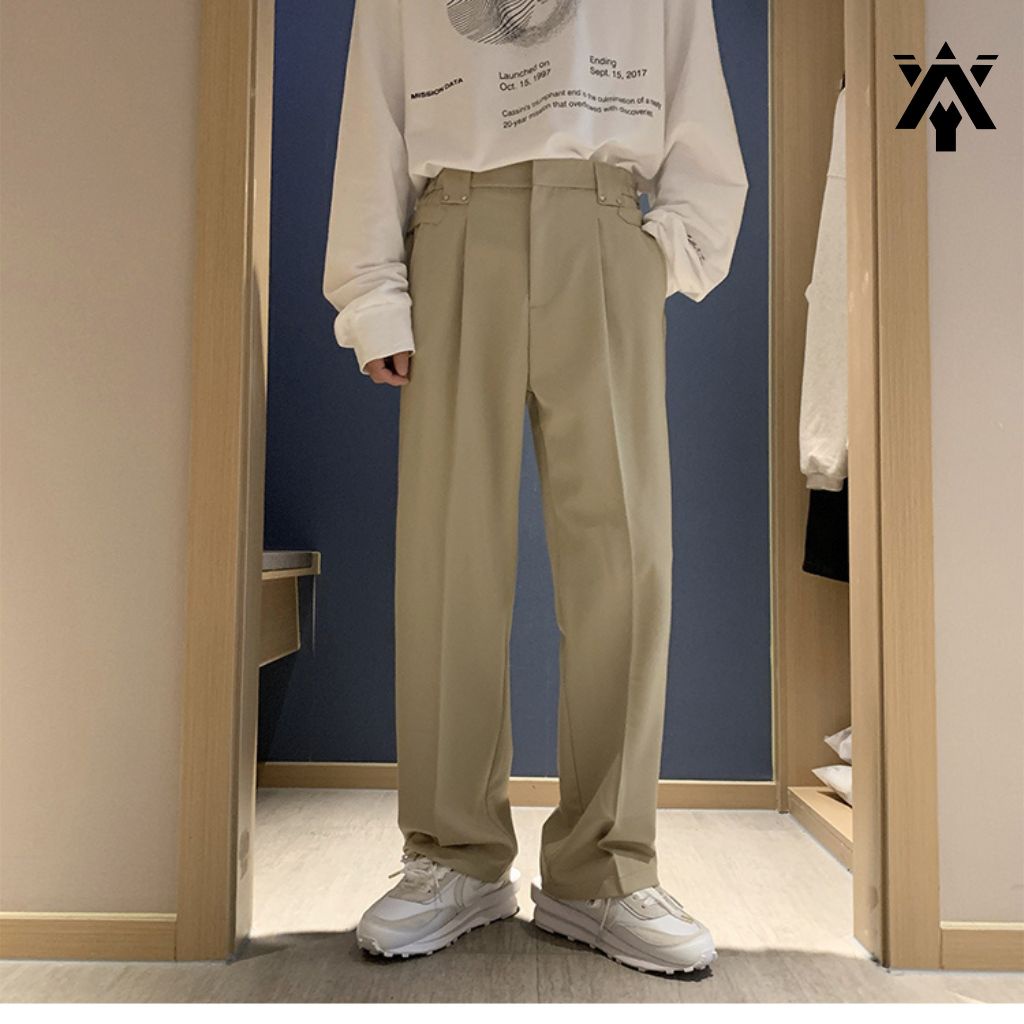 Quần tây ống rộng nam nữ ANYOUNG quần âu vải ống suông rộng cao cấp dáng Unisex phong cách Hàn Quốc QR001