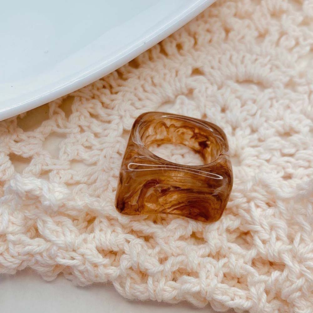 Nhẫn Nhựa Resin Nhiều Màu Sắc Phong Cách Vintage Thời Trang Hàn Quốc