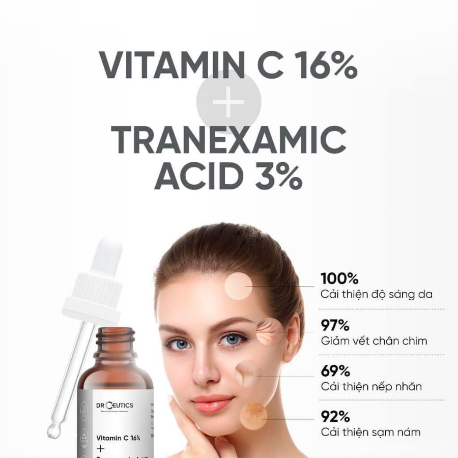 DrCeutics VitaminC 16% + Tranexamic Acid 3% Tinh Chất Giảm Thâm Nám, Làm Trắng Da Chống Lão Hoá Nhập Khẩu Chính Hãng