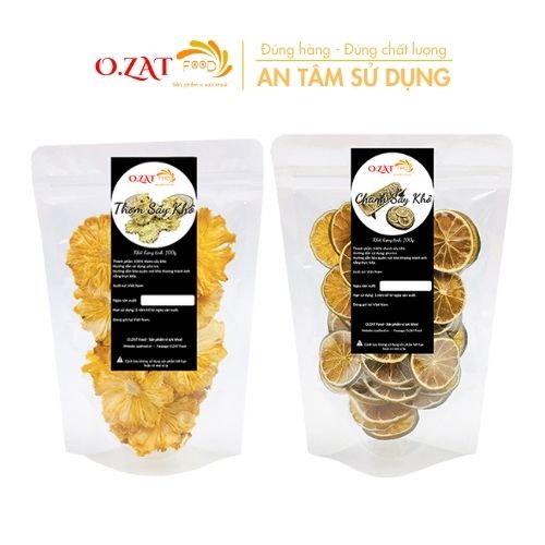 Detox chanh thơm (dứa/khóm) sấy khô O.ZAT Food mỗi loại 100g - giảm cân thanh lọc cơ thể làm đẹp da