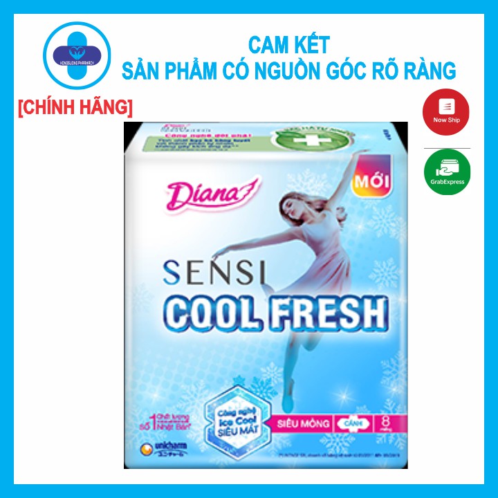 BVS Diana SENSI COOL FRESH - 8 miếng siêu mỏng có cánh