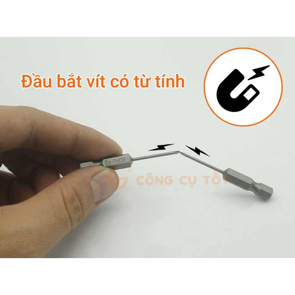 Đầu bắt vít 4 cạnh PH00 Φ1.6 dài 50mm chuôi lục