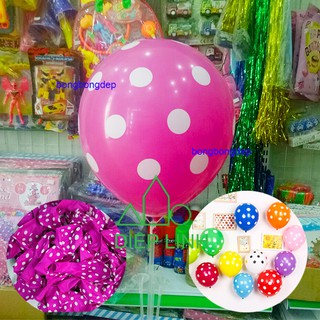 50 Bong Bóng Tròn Lớn 12 inch Chấm Bi Màu Hồng Sen