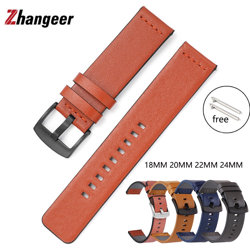 Dây Da Đeo Tay 18mm 20mm 22mm 24mm Cho Đồng Hồ Thông Minh Samsung Galaxy Watch 3 45mm Huawei gt2 Active 2