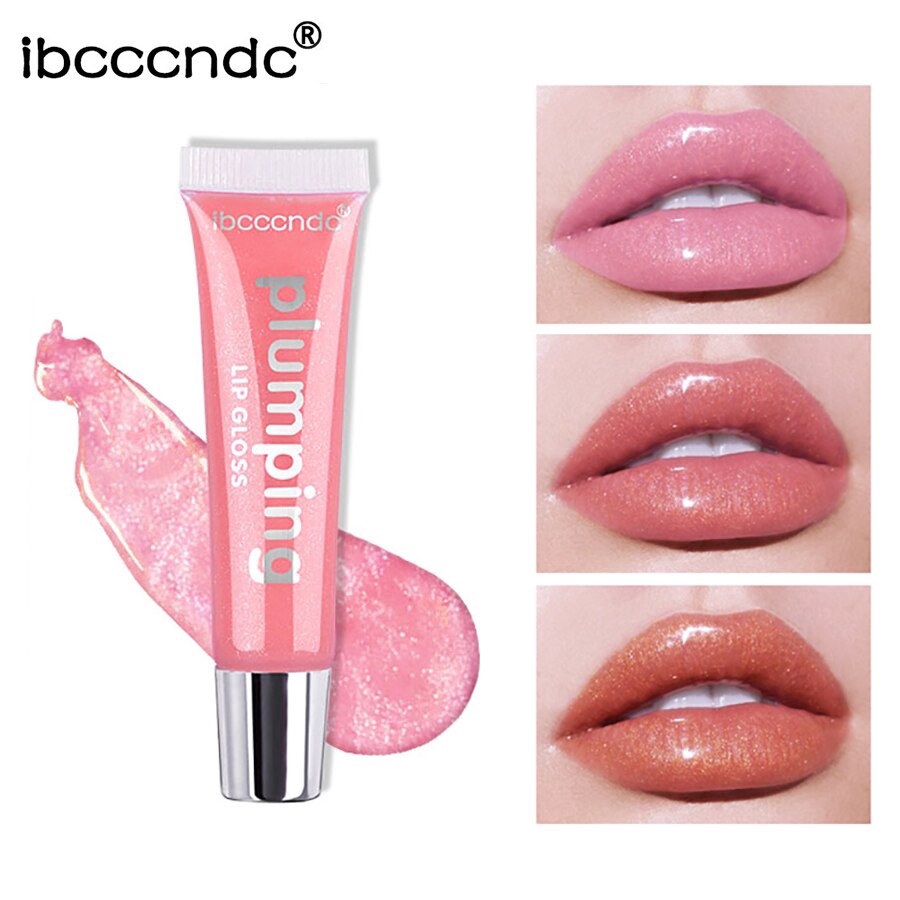 Moisturizing  Lip Plumper Gloss Plumping Lip Gloss Glitter Nutritious Liquid Lipstick Cherry Mineral Oil Clear Lipgloss