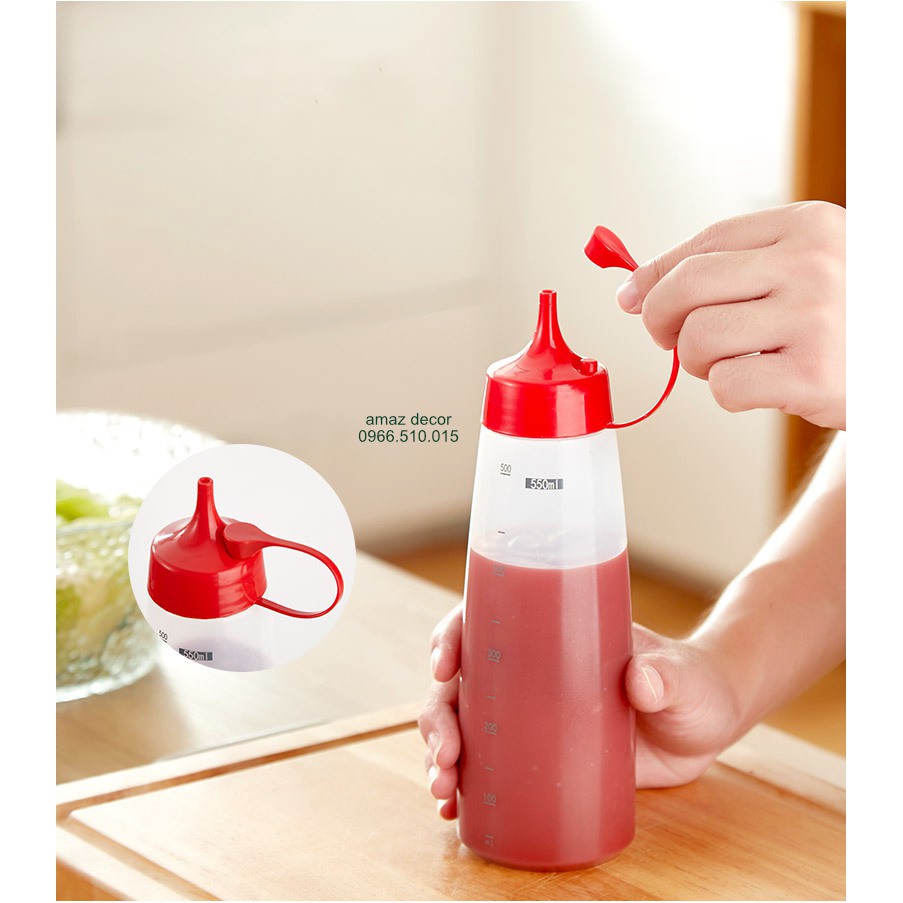 Giá sỉ Bình lọ chai xịt tương ớt sữa đặc tương cà sốt mayonnaise nhựa PP chịu nhiệt cao có chia vạch 4 cỡ đẹp cao cấp